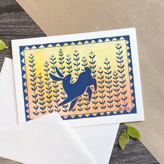 Sunset Rabbit 5x7 Greeting Card