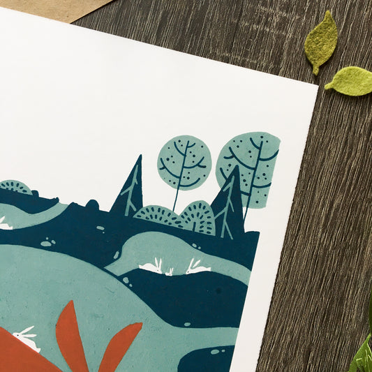 red rabbit: afternoon nap art print
