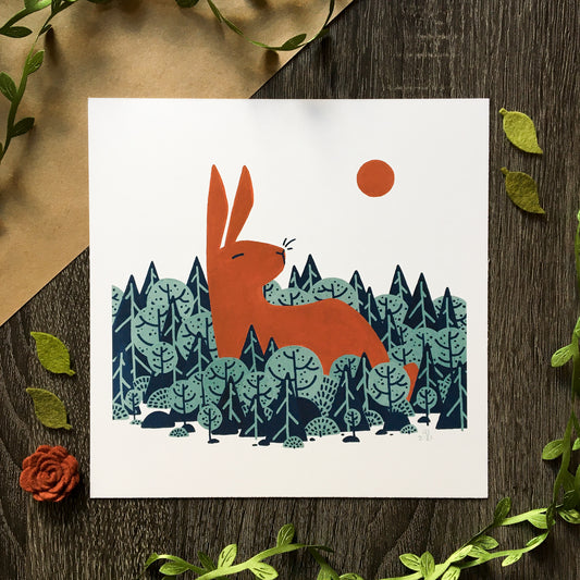 red rabbit: evening sun art print