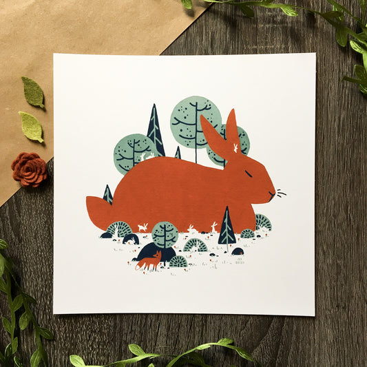 red rabbit: keeping watch art print