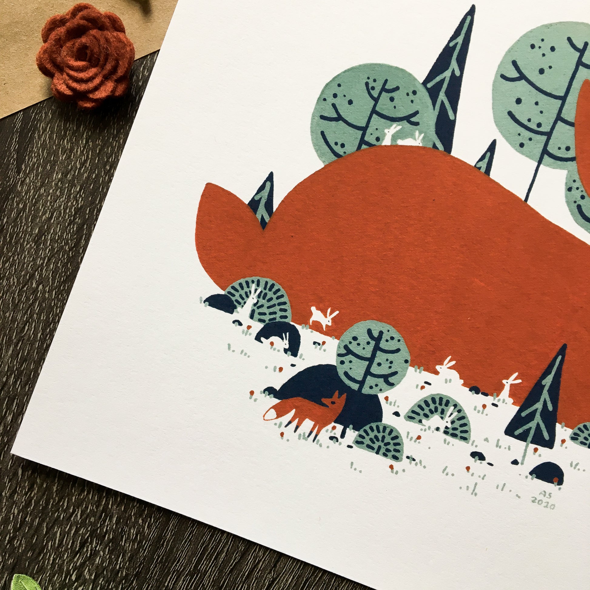 red rabbit: keeping watch art print