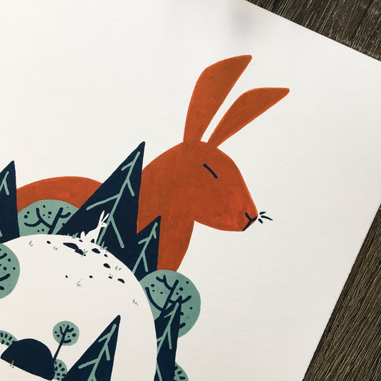 red rabbit: little one art print