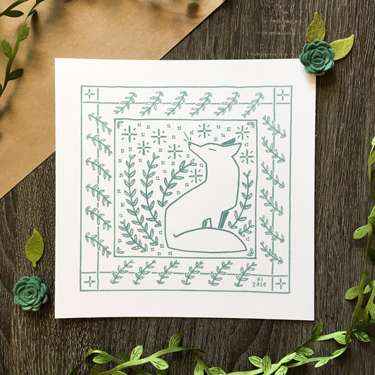 winter fox art print
