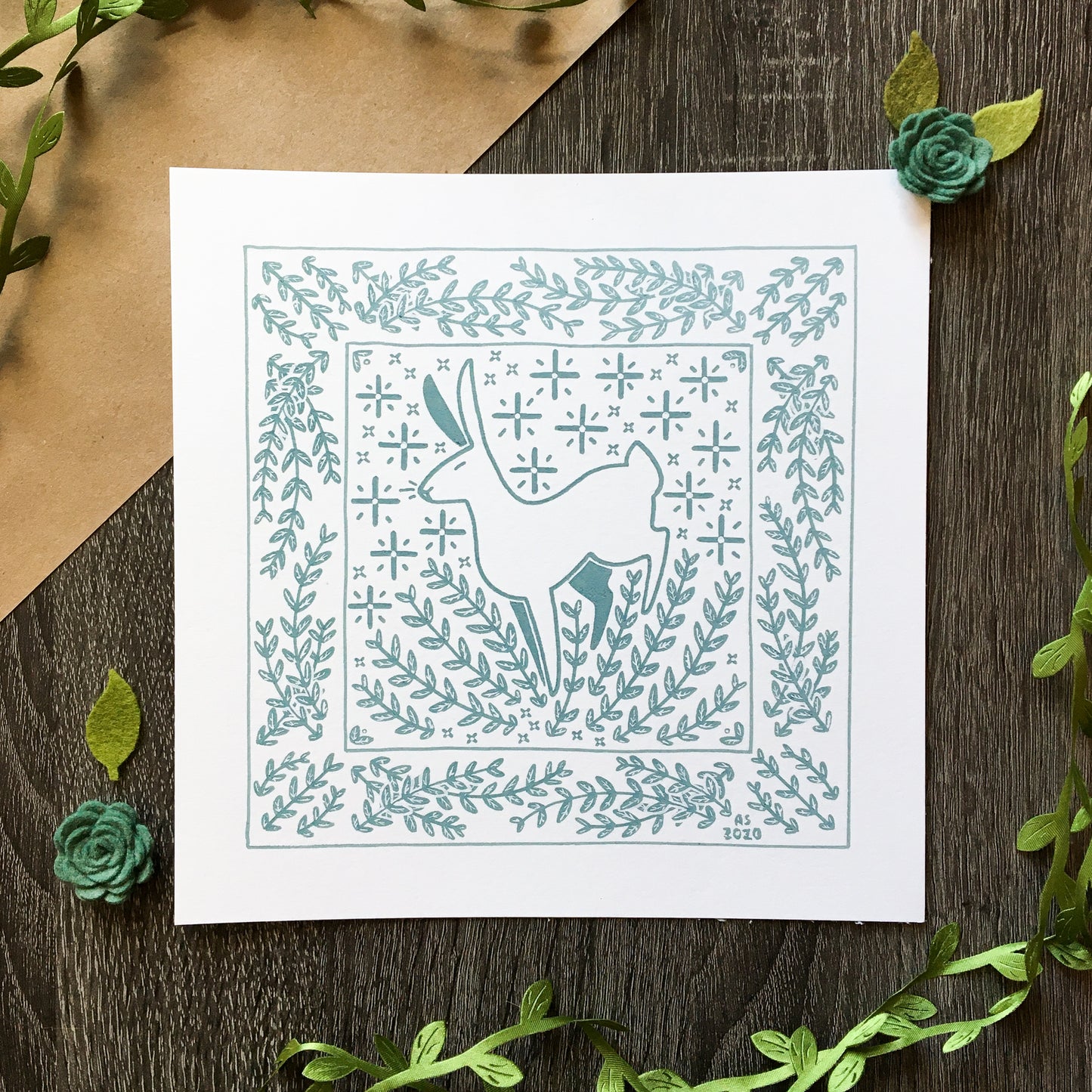 winter rabbit art print