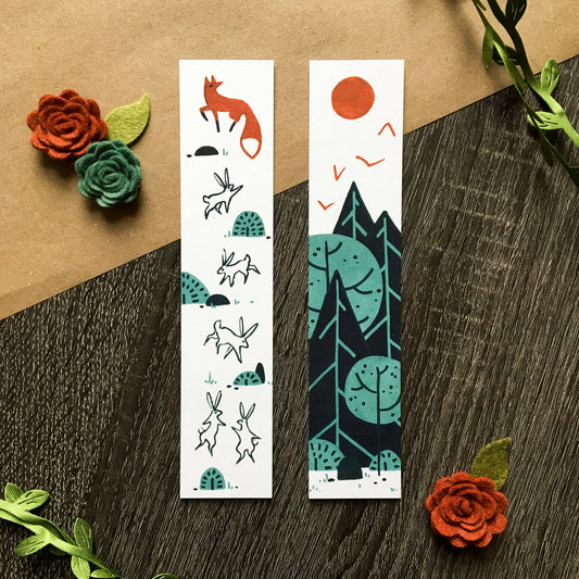 red rabbit bookmarks - set of 2