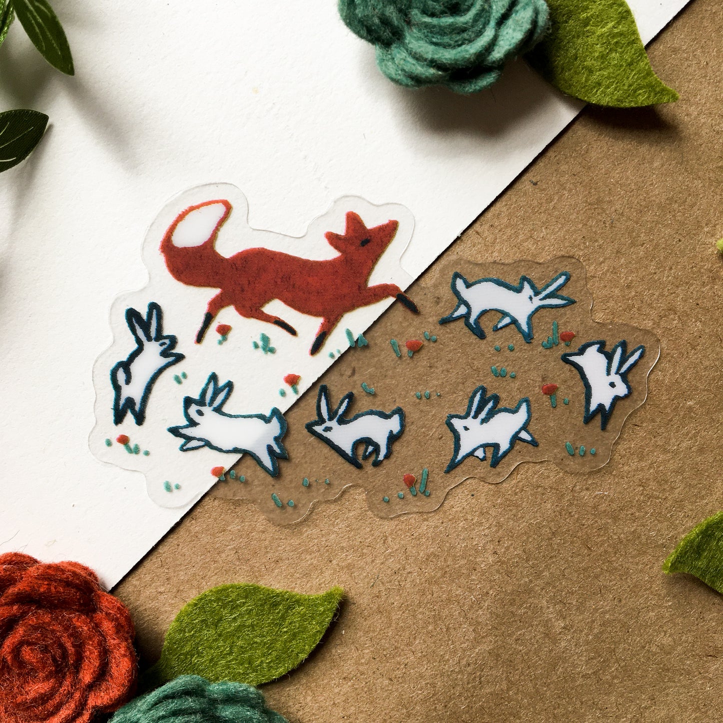 clear vinyl dancing fox sticker