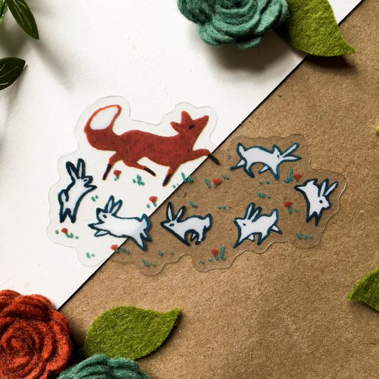clear vinyl dancing fox sticker