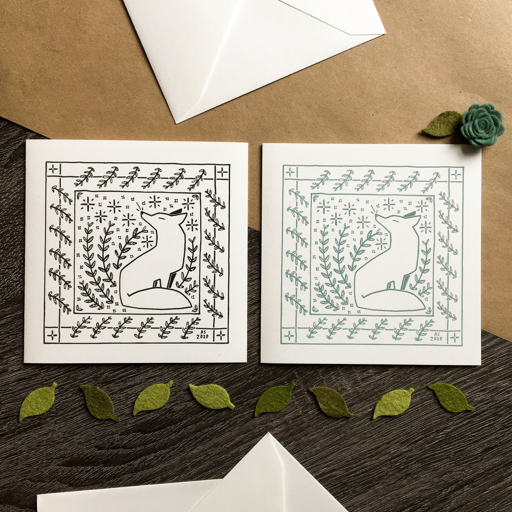 fox and rabbit greeting cards fox set