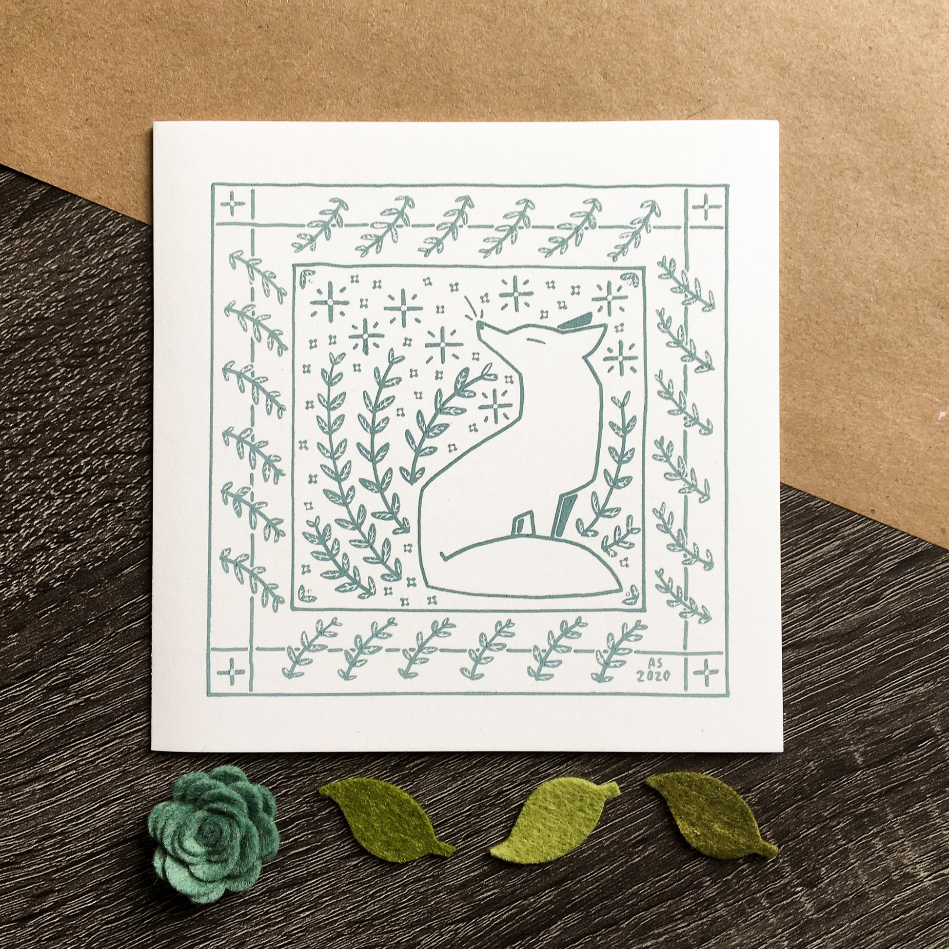 fox and rabbit greeting cards blue fox only