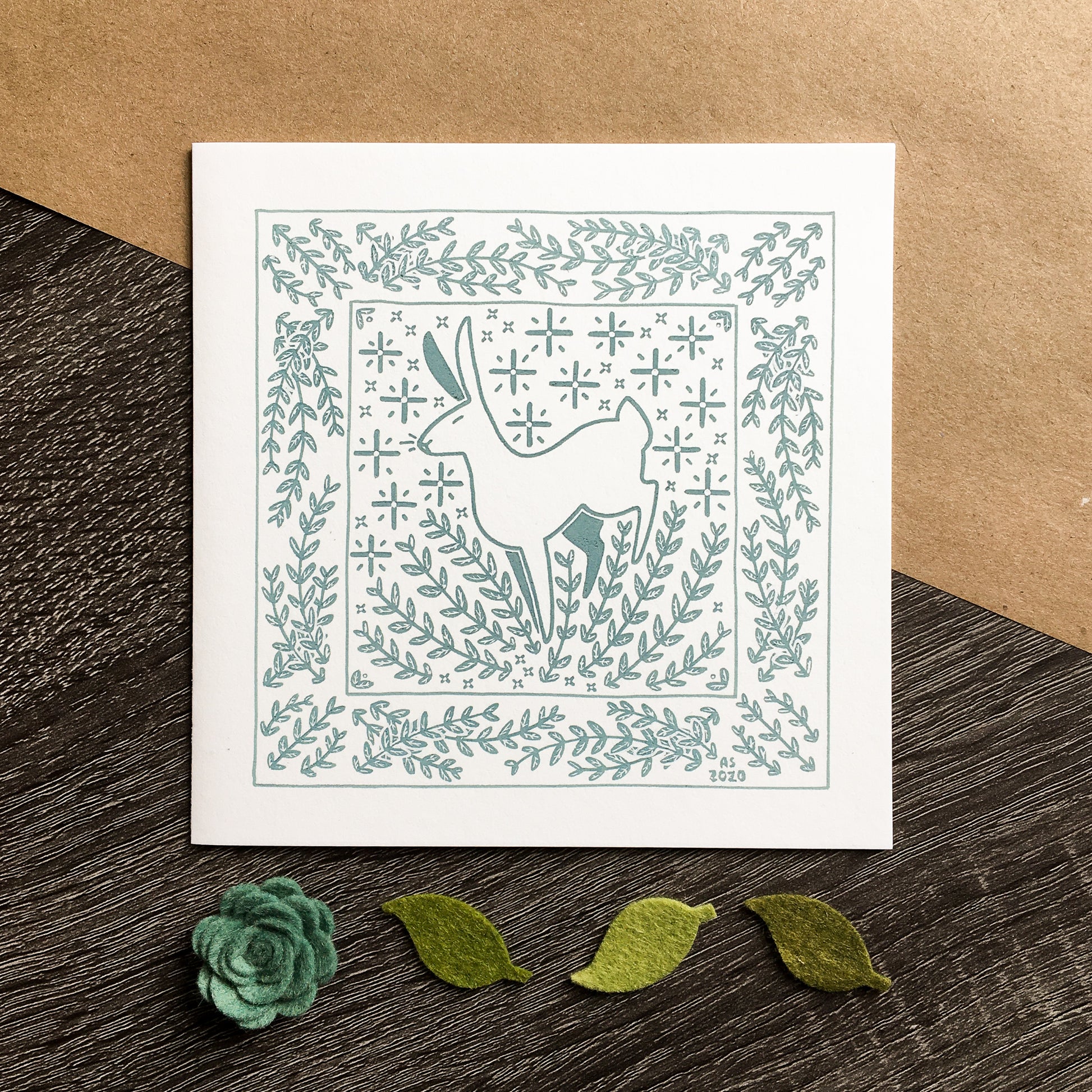 fox and rabbit greeting cards blue rabbit only