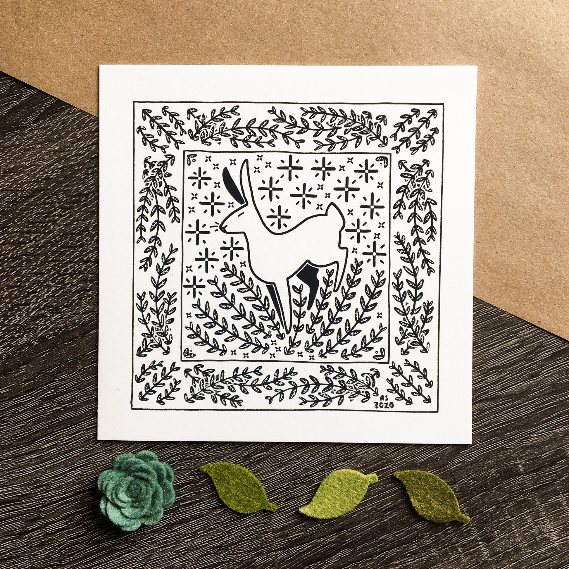 fox and rabbit greeting cards black rabbit only
