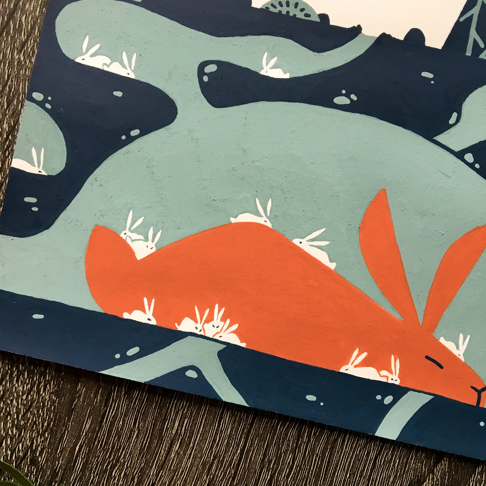 red rabbit: afternoon nap original art