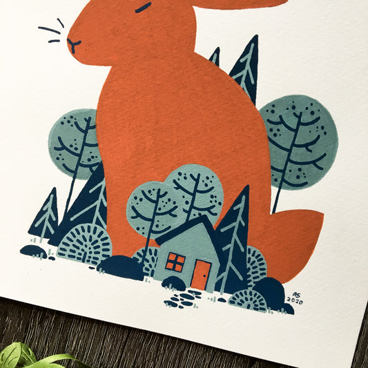 red rabbit: in the woods original art