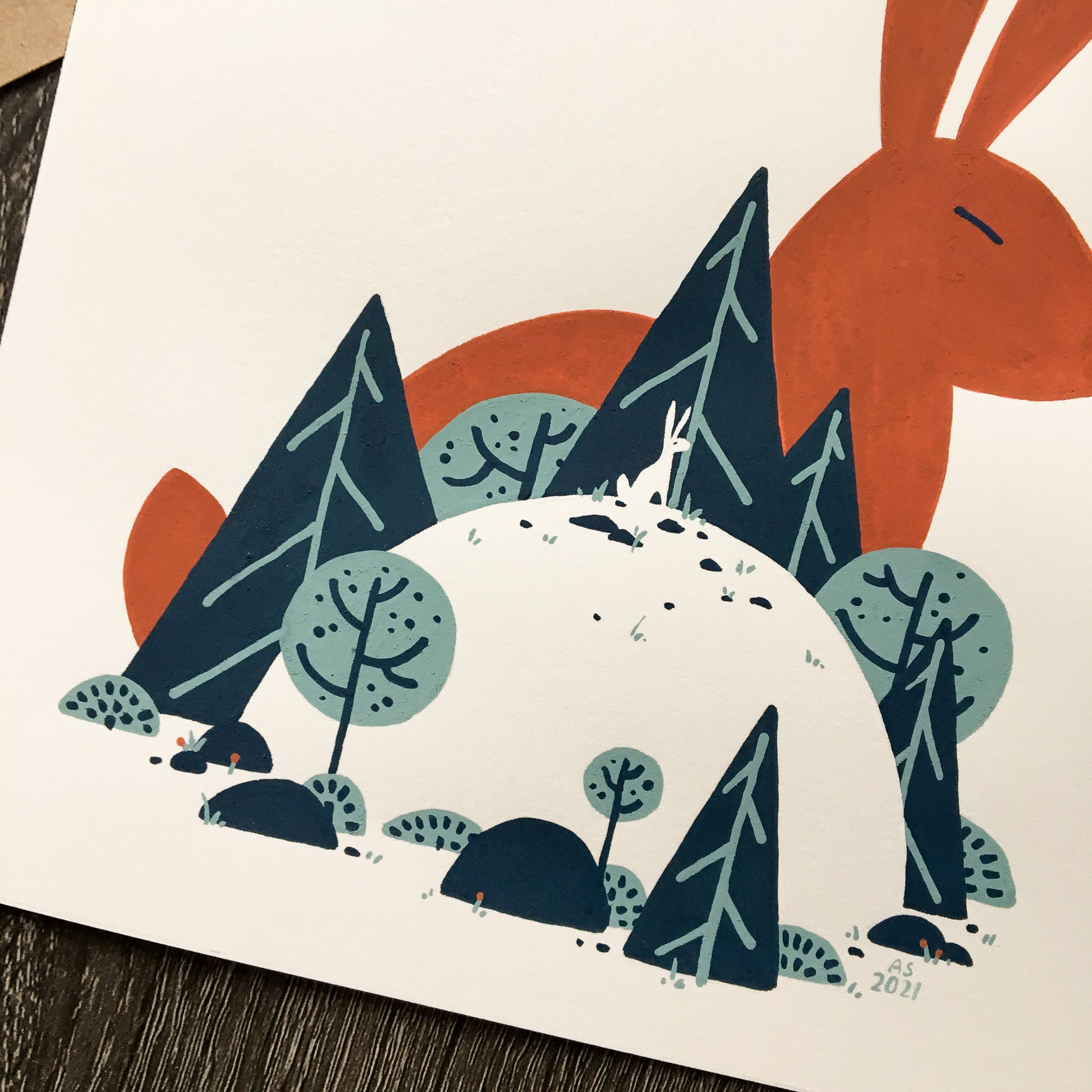 red rabbit: little one original art