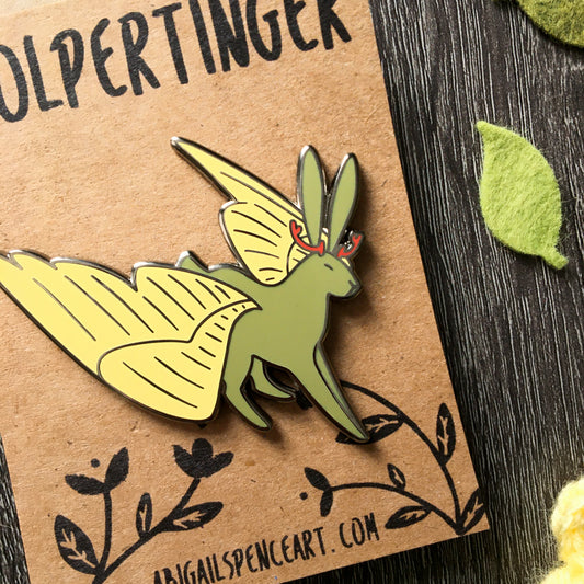 wolpertinger rabbit enamel pin seconds