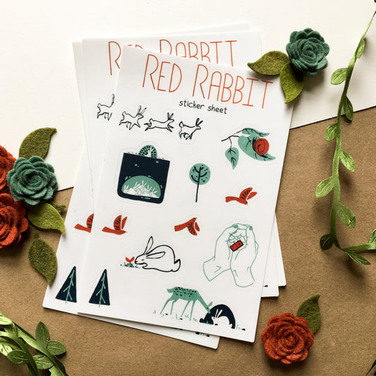 red rabbit sticker sheet