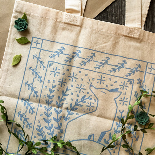 fox and rabbit tote bag
