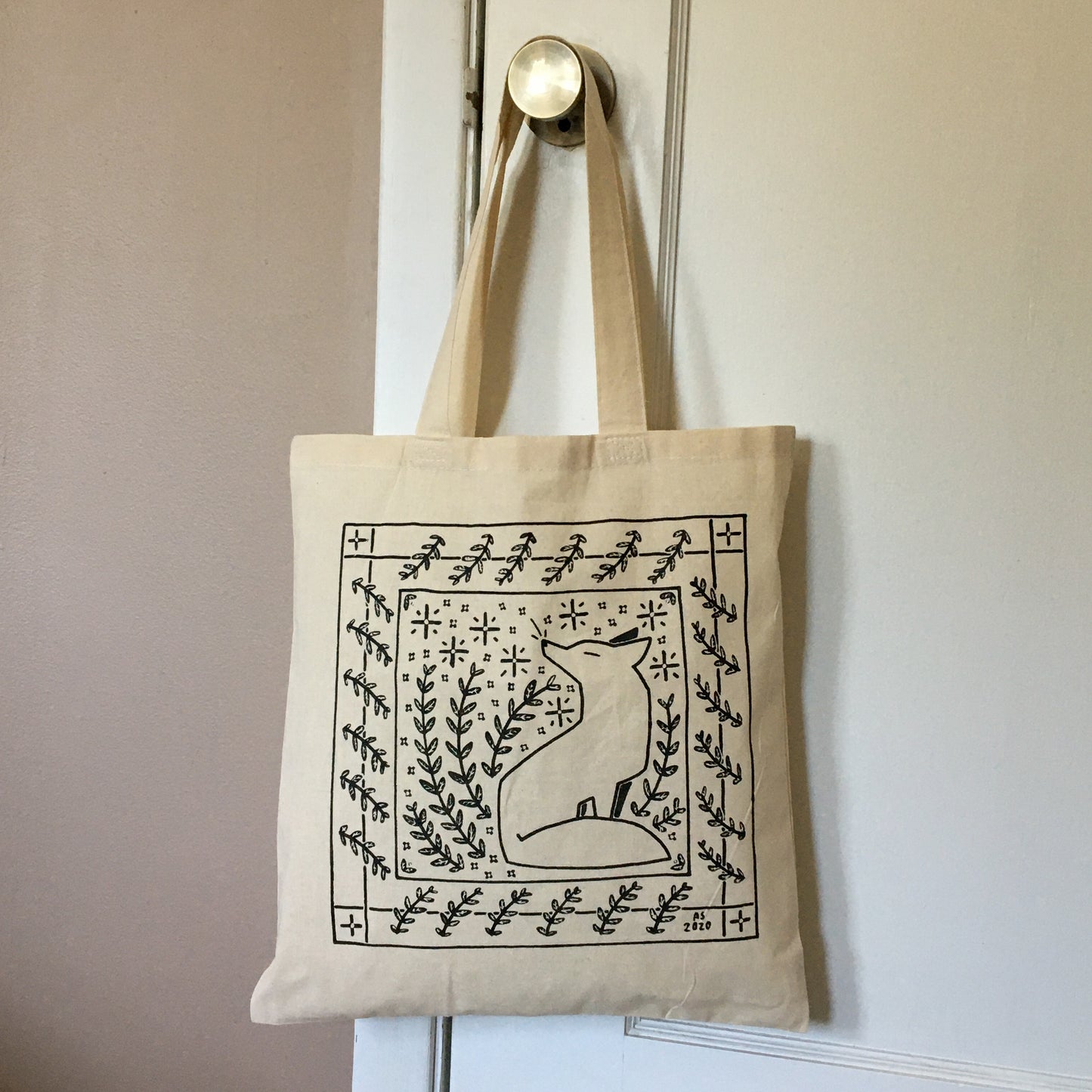 fox and rabbit tote bag