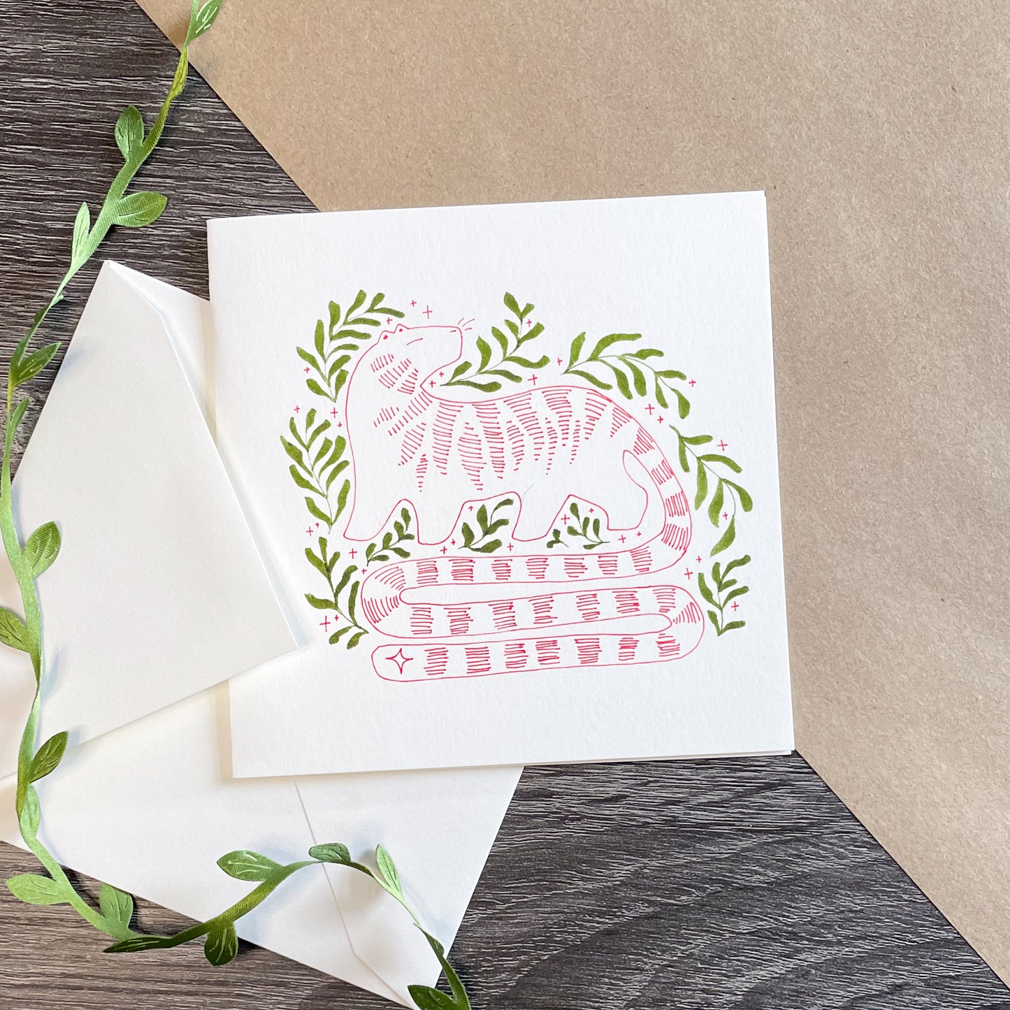 Long-tailed Tiger 5x5 Greeting Card