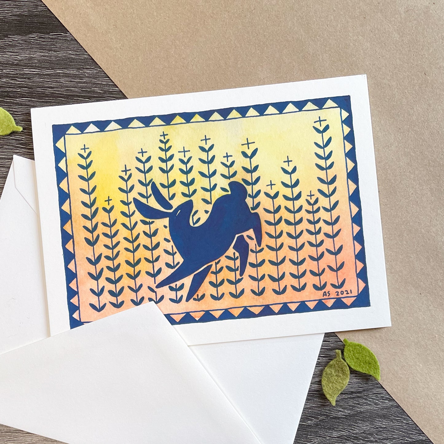 Sunset Rabbit 5x7 Greeting Card