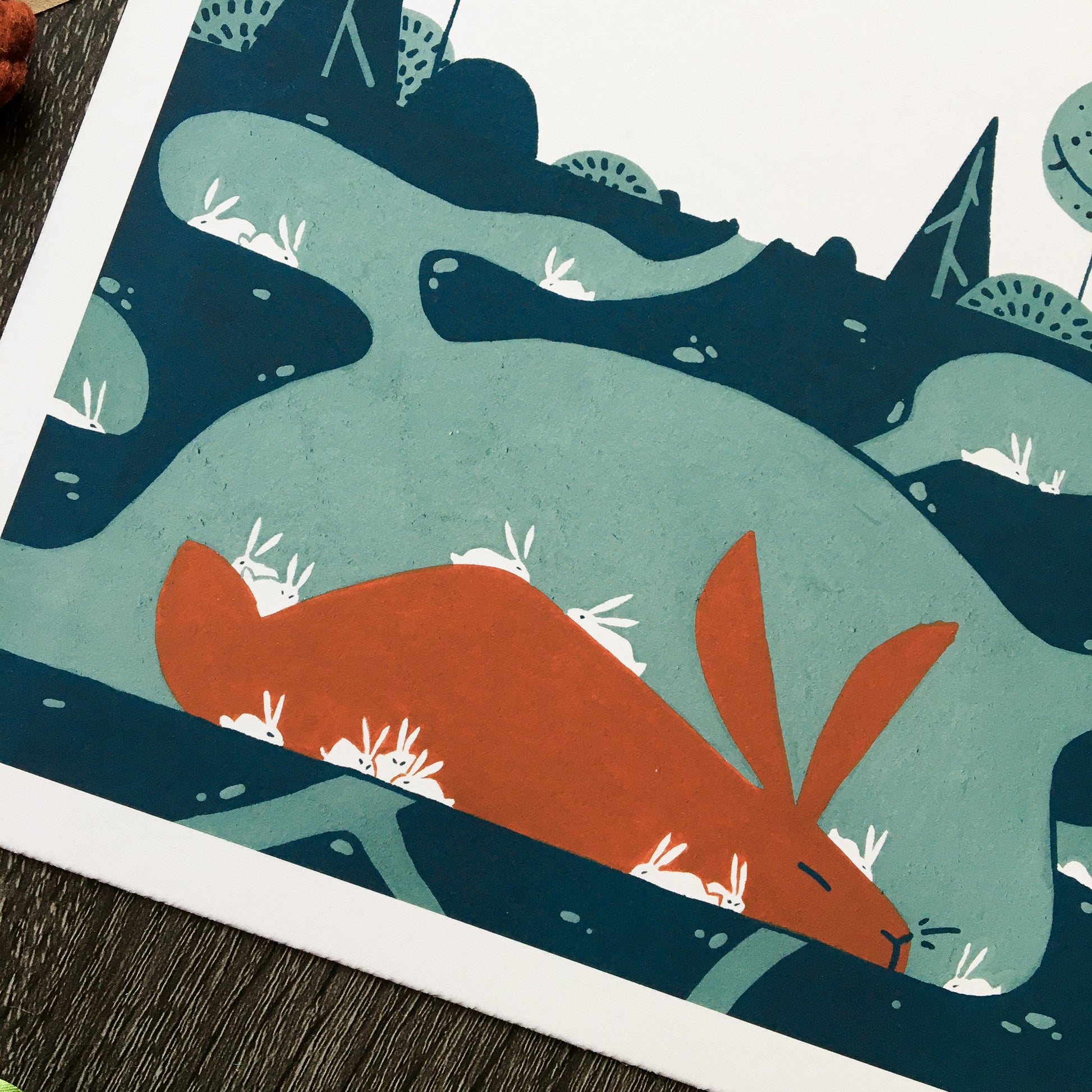 red rabbit: afternoon nap art print