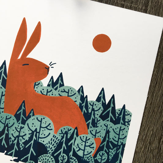 red rabbit: evening sun art print