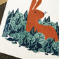 red rabbit: evening sun art print