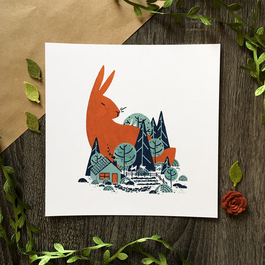red rabbit: garden raid art print