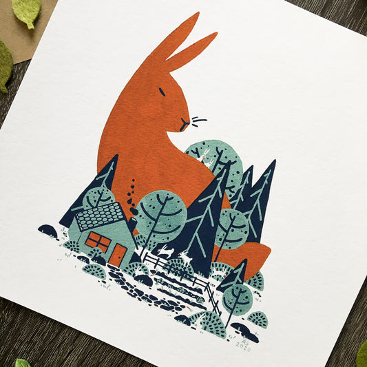 red rabbit: garden raid art print