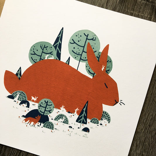 red rabbit: keeping watch art print