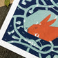 red rabbit: little city art print