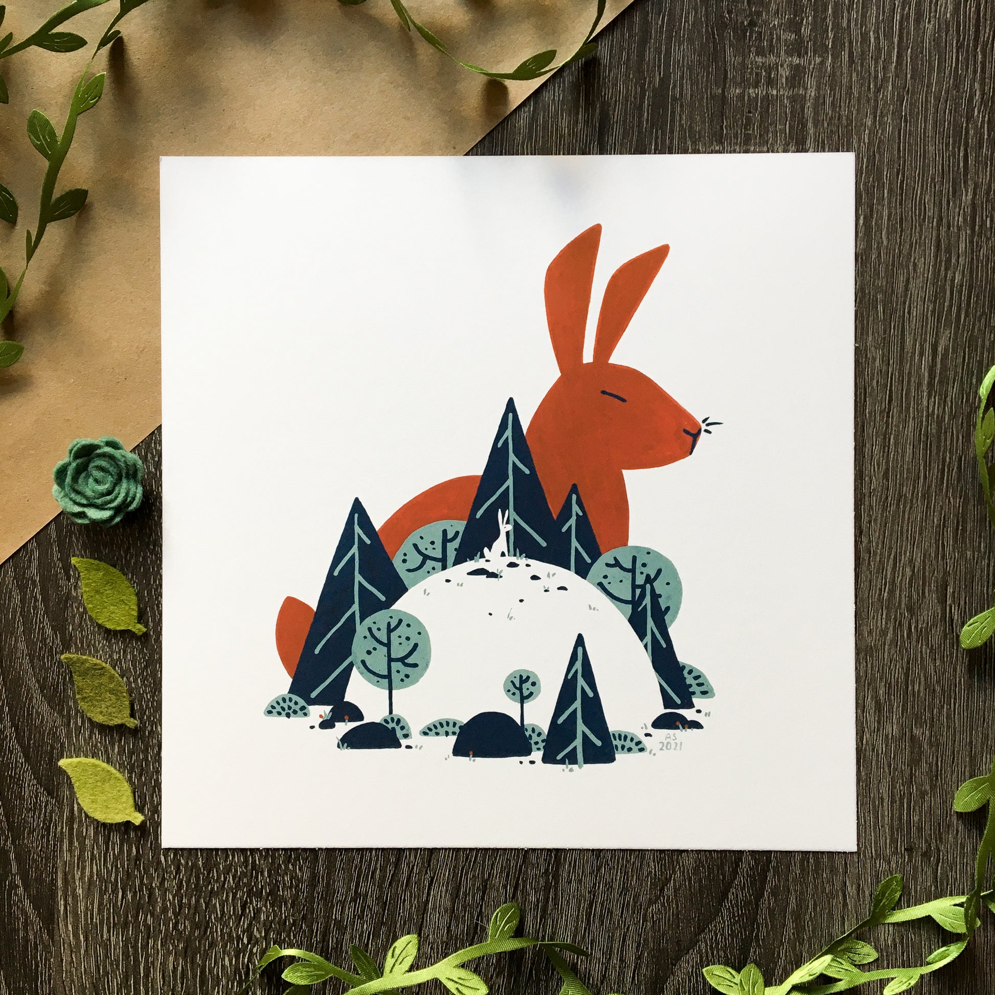 red rabbit: little one art print