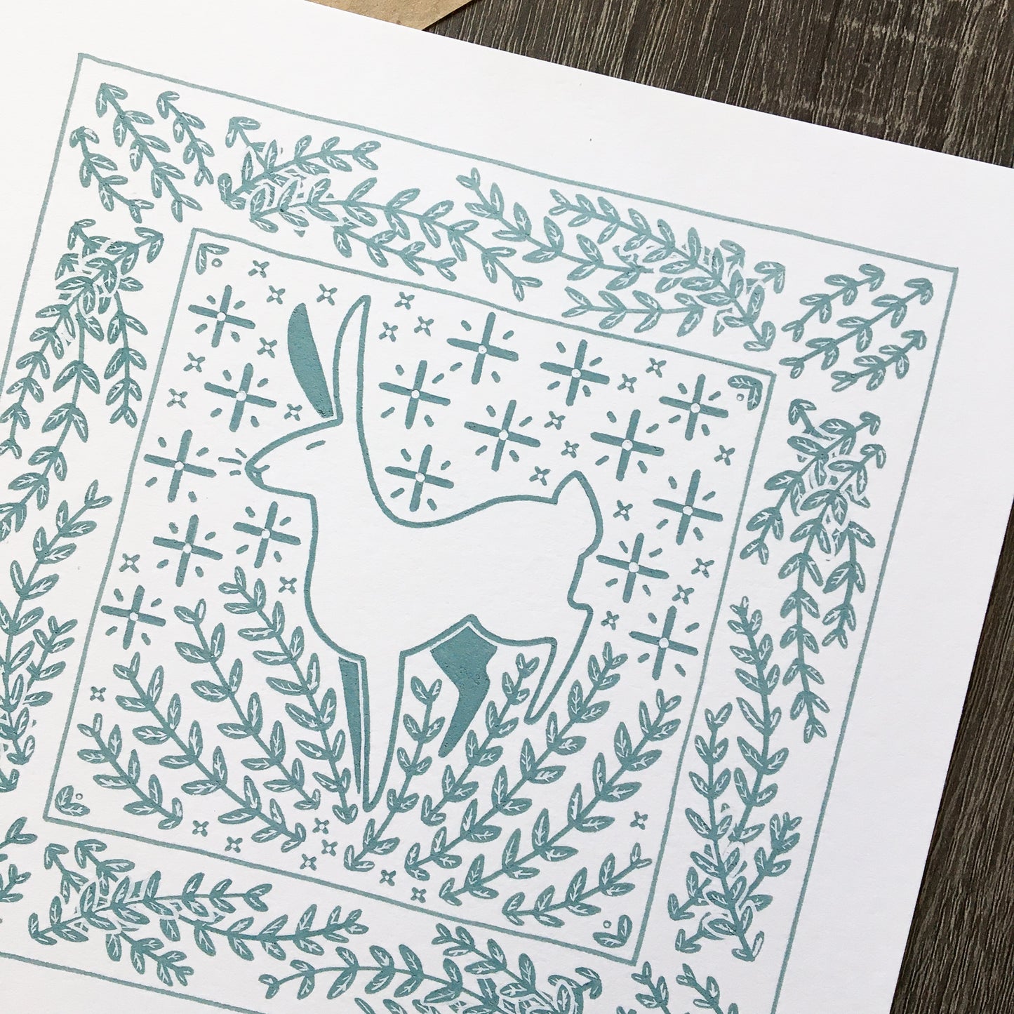 winter rabbit art print