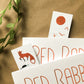 red rabbit bookmarks - set of 2