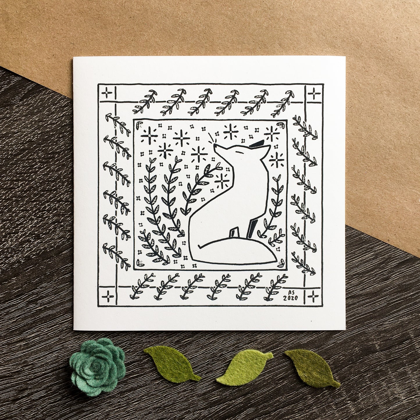 fox and rabbit greeting cards black fox only