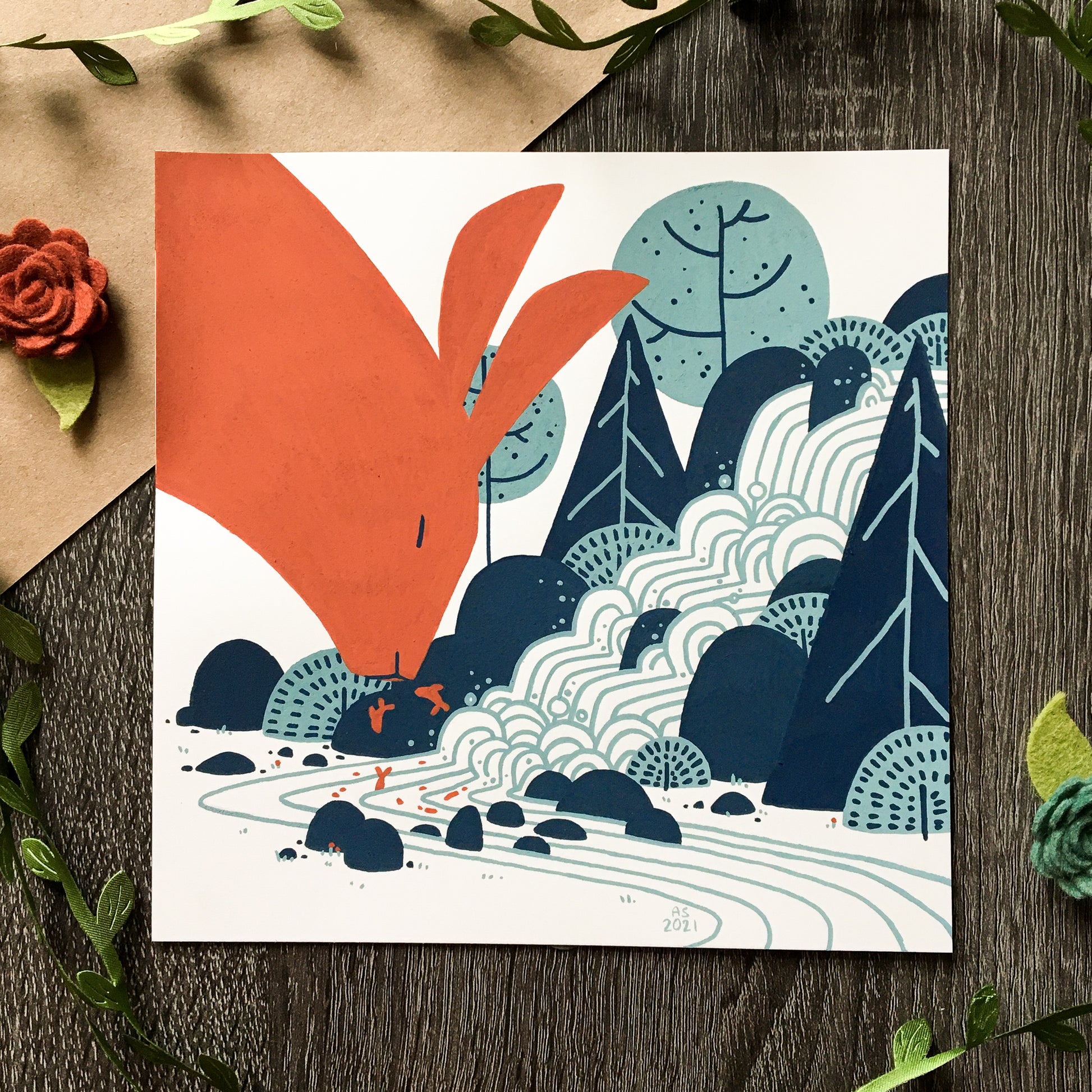 red rabbit: down the river original art