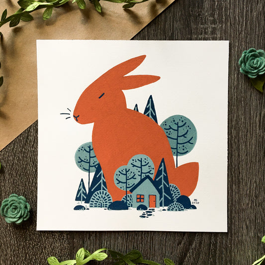 red rabbit: in the woods original art