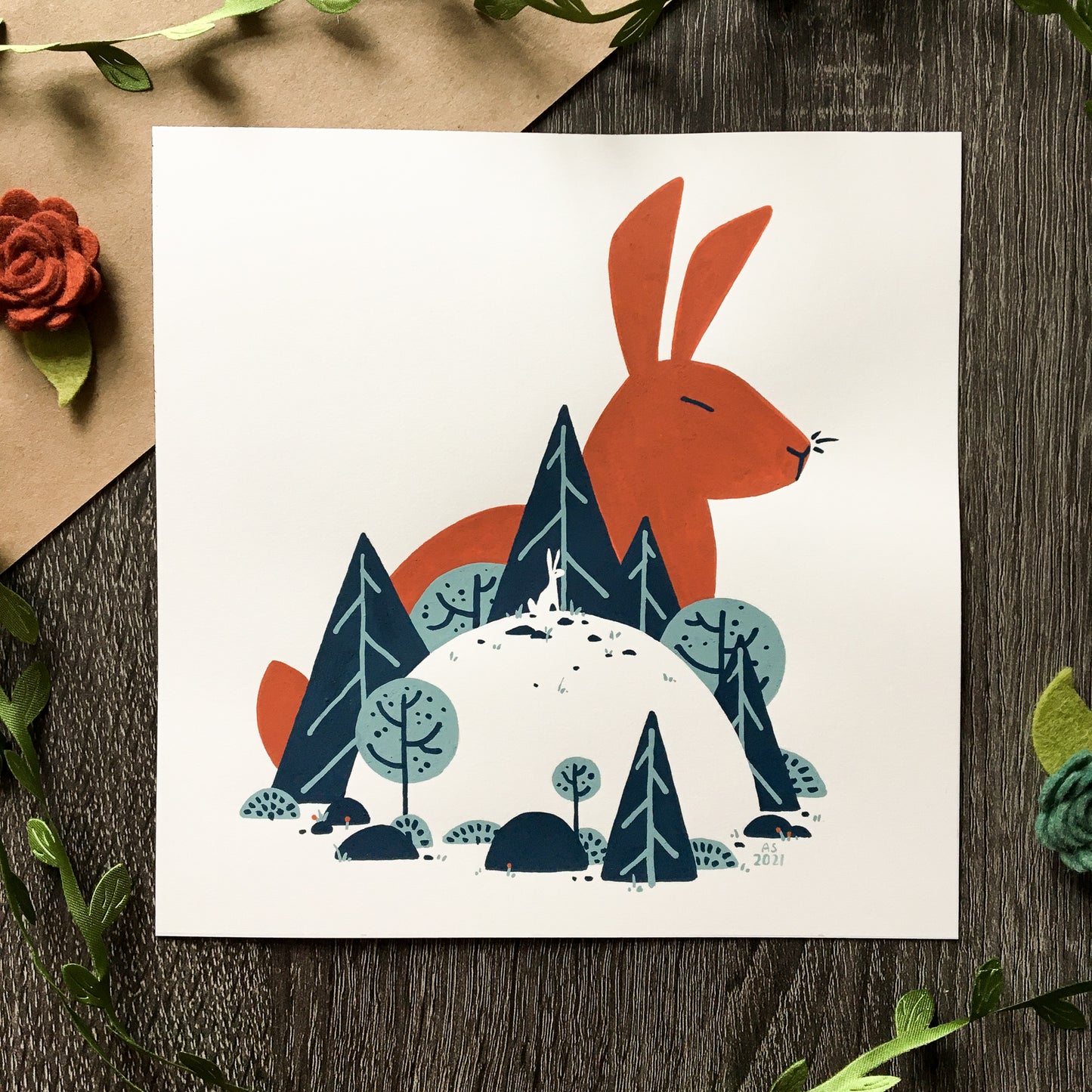 red rabbit: little one original art