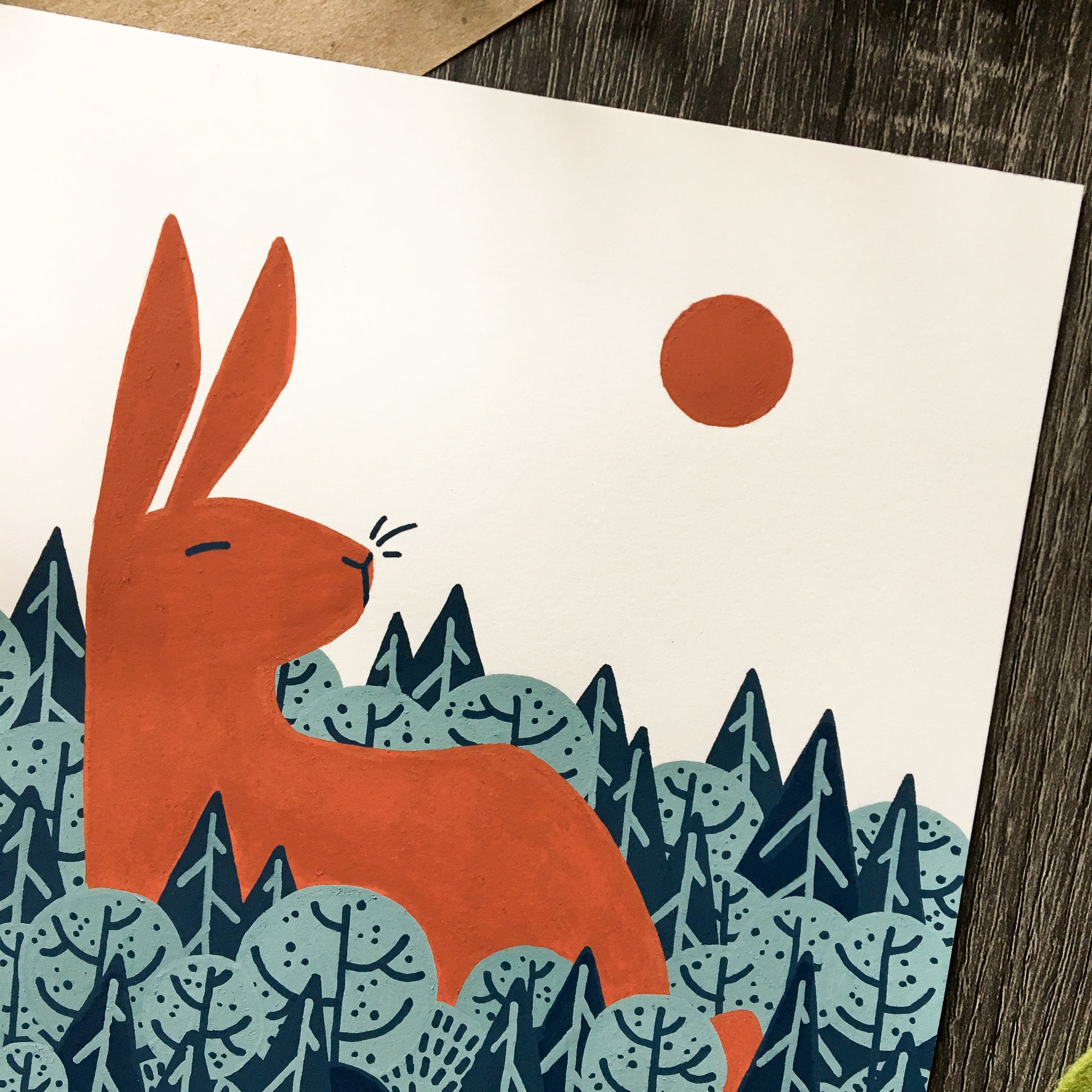 red rabbit: evening sun original art