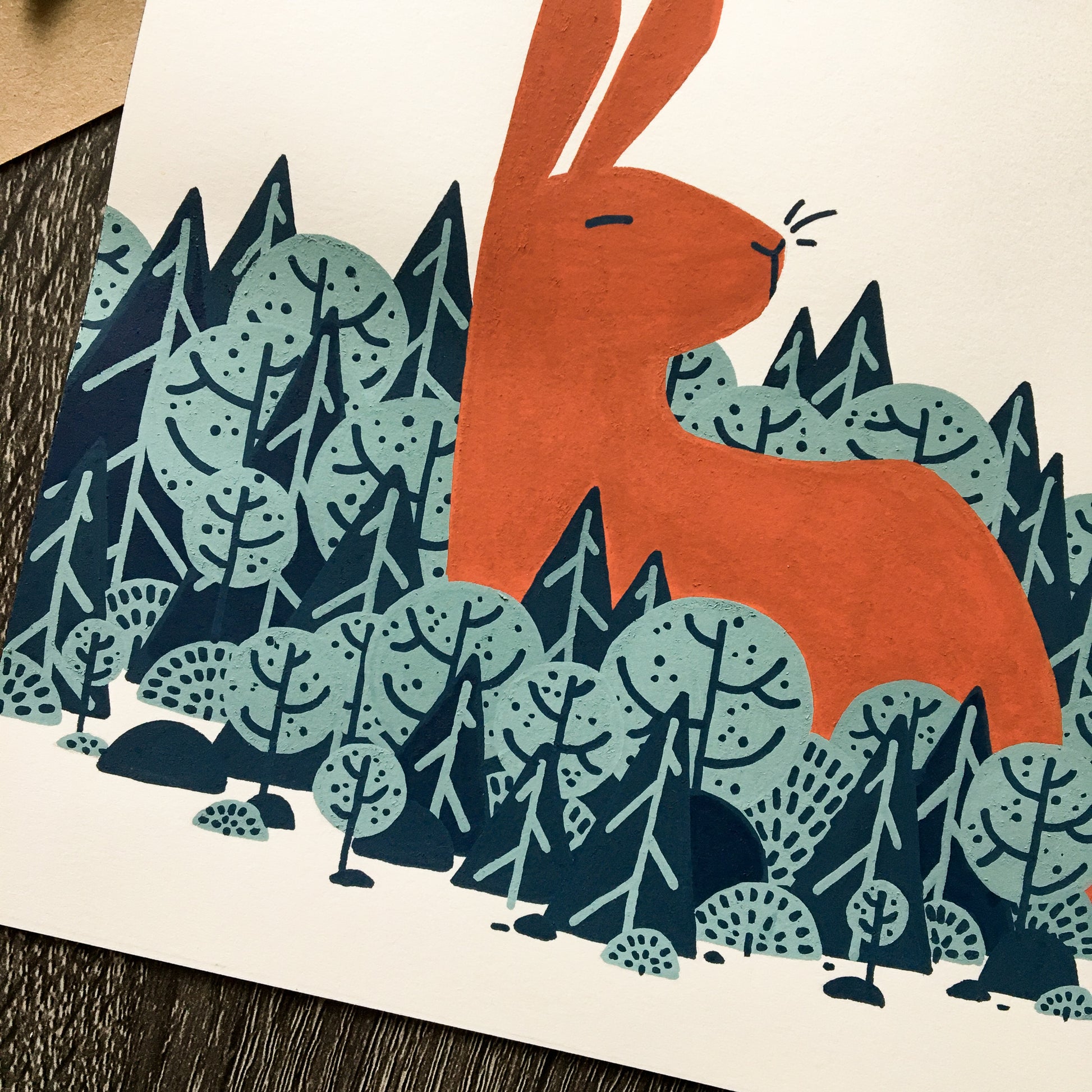 red rabbit: evening sun original art