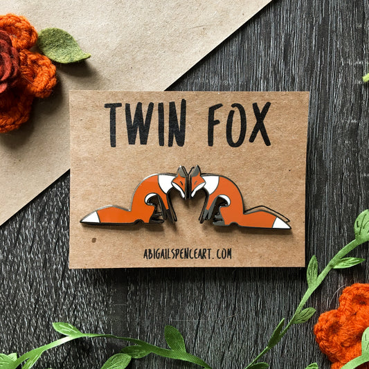 twin fox enamel pins seconds