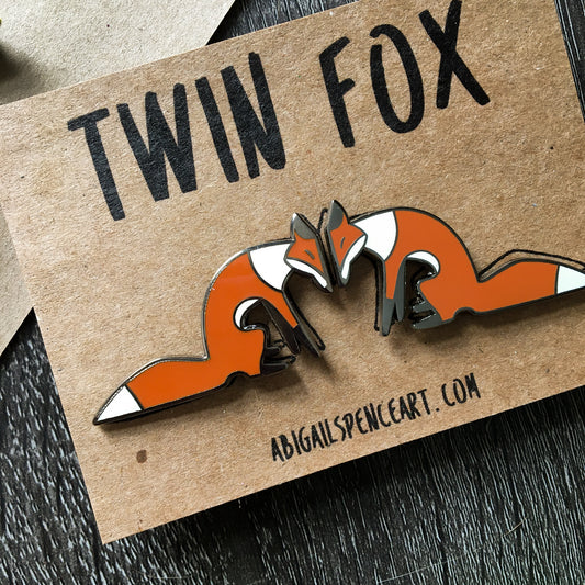 twin fox enamel pins seconds