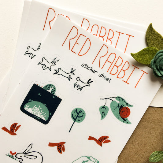 red rabbit sticker sheet