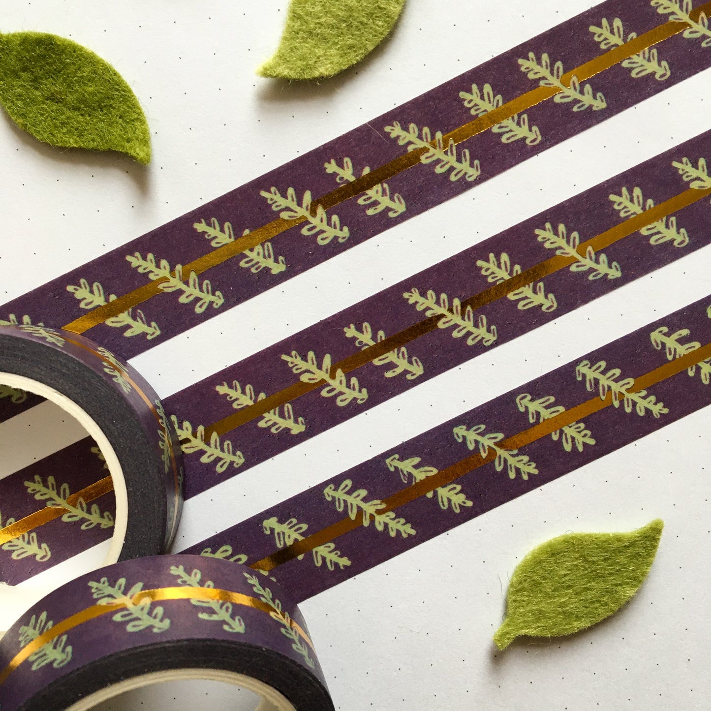 gold foil laurel pattern washi tape