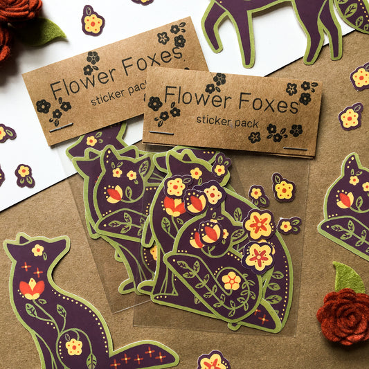flower foxes sticker pack