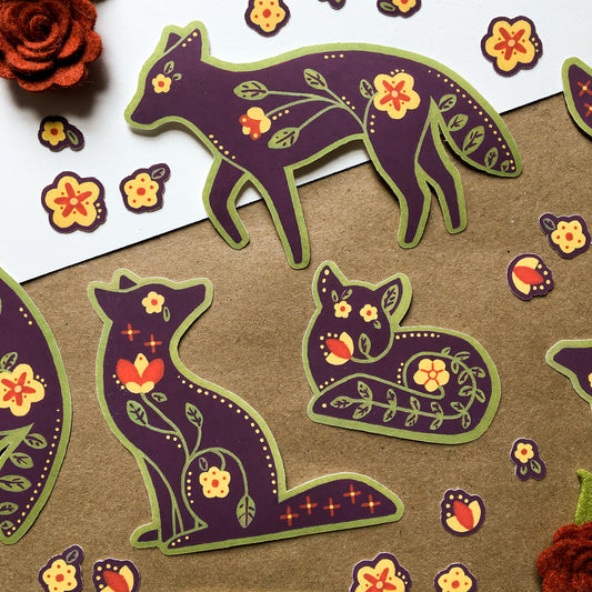flower foxes sticker pack