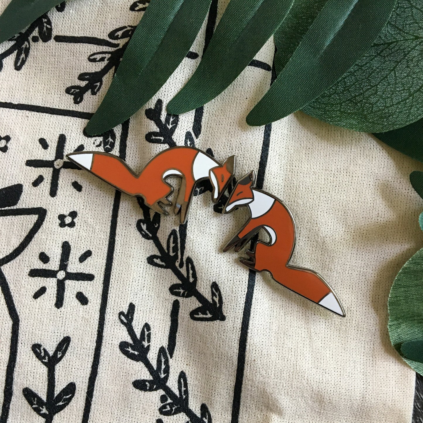 twin fox enamel pins